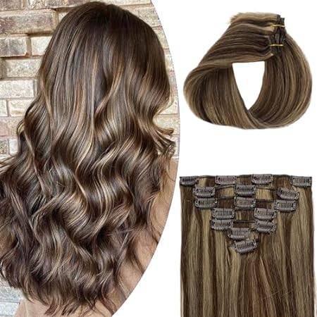 Human Hair Extensions， Vicco Clip in Extensions 7 Pieces
