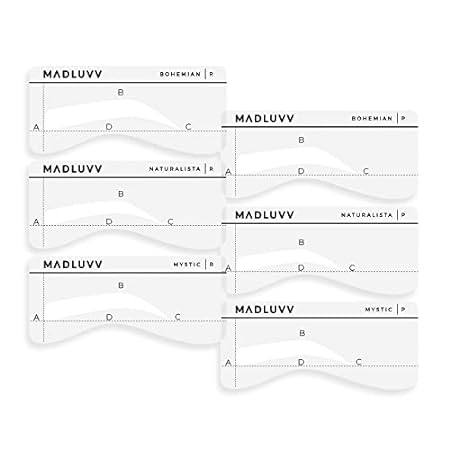 MADLUVV Eyebrow Shaper Stencils， Reusable Brow Mapping Te