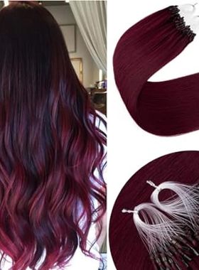 Microlink Hair Extensions Real Human Hair 16inch #99J Bur