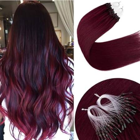 Microlink Hair Extensions Real Human Hair 16inch #99J Bur