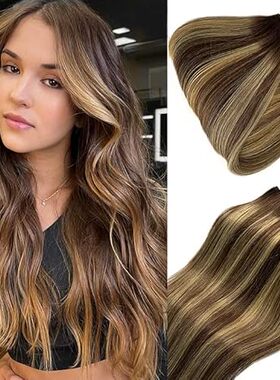 Sew in Weft Hair Extensions Human Hair 4/27 12Inch 80G Br