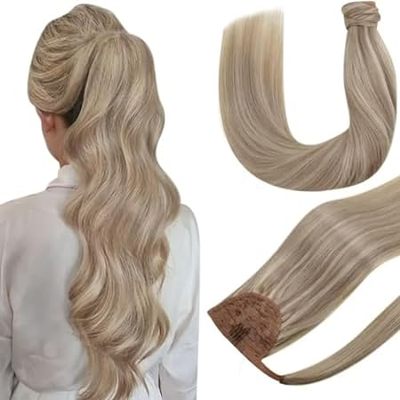 Hetto Ponytail Extensions Human hair Blonde Wrap around P