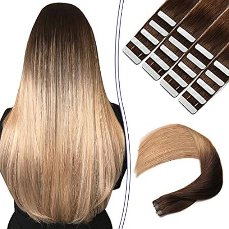 Tape in Hair Extensions Human Hair Chocolate Brown Mixed