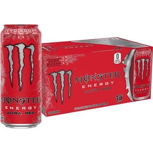 Monster Energy Ultra Red， Sugar Free Energy Drink， 16 Oun