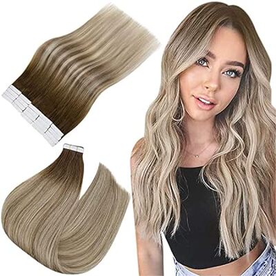 Blonde Ombre Tape in Hair Extensions Human Hair Tape in H