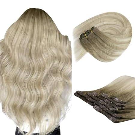 Sunny Clip in Hair Extensions Human Hair Ash Blonde Ombre