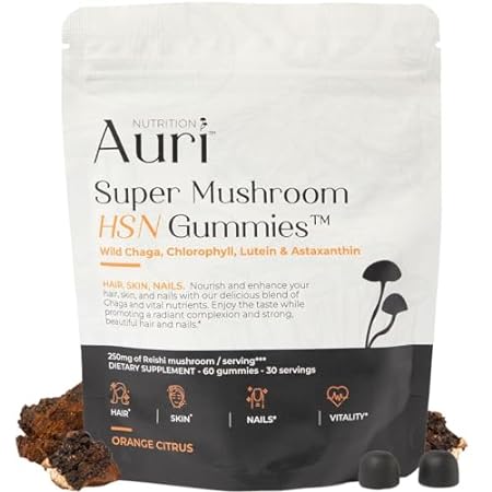 Auri Super Mushroom HSN Gummies - Hair Skin and Nails Gum