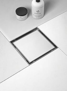 Square Shower Drain 6， Brushed Floor Drain with Tiled In