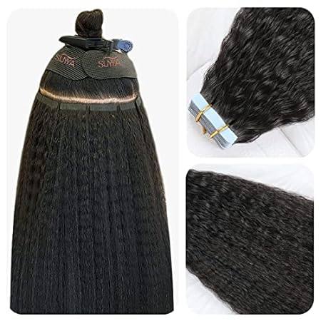 SUYYA Tape in Hair Extensions Human Hair Kinky Straight T