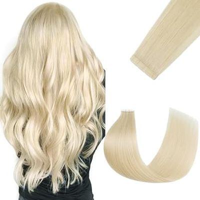 Tape in Hair Extensions Human Hair Double Stitched Platin