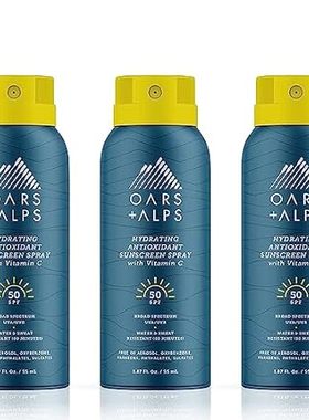 Oars + Alps Hydrating SPF 50 Sunscreen Spray， Infused wit