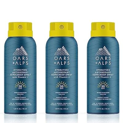 Oars + Alps Hydrating SPF 50 Sunscreen Spray， Infused wit