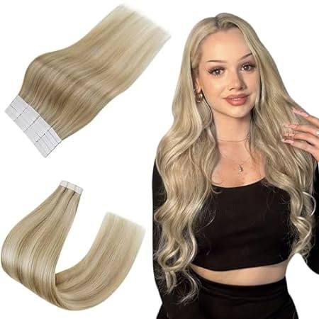 Easyouth Highlight Blonde Tape in Hair Extensions Human H