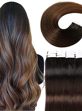VINBAO Tape in Hair Extensions Human Hair 1B Off Black Tr