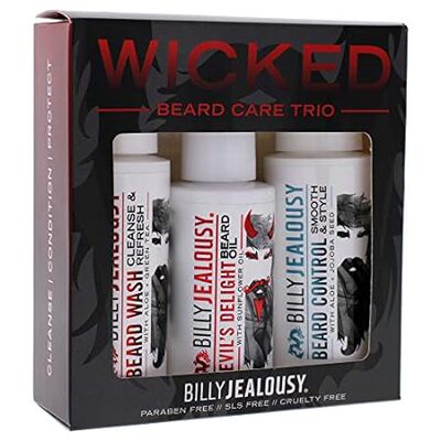 Billy Jealousy Wicked Beard Trio Kit with Beard Wash， Lea