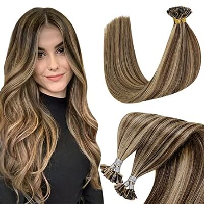 Hetto U Tip Hair Extensions Human Hair Blonde Highlighted