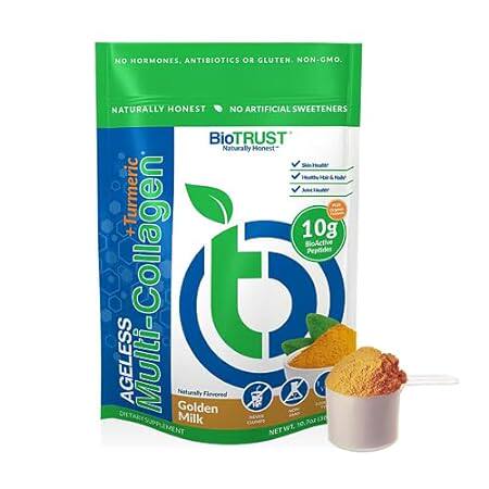 BioTrust Collagen Powder with Turmeric – 5 Types (I， II，