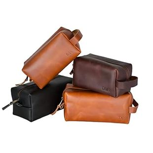 LUXE-RANGE Personalized Leather Toiletry Bag For Men, Lea