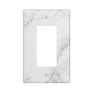 White Marble Wall Plate Decorative Single Rocker Outlet L