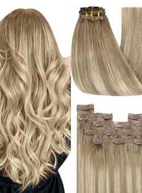 YoungSee Clip in Hair Extensions Real Human Hair Brown Ba