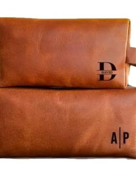 LUXE-RANGE Personalized Leather Toiletry Bag For Men， Chr