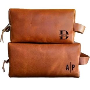 LUXE-RANGE Personalized Leather Toiletry Bag For Men, Chr