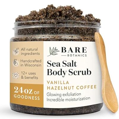 Bare Botanics Vanilla Hazelnut Coffee Body Scrub 24oz | M