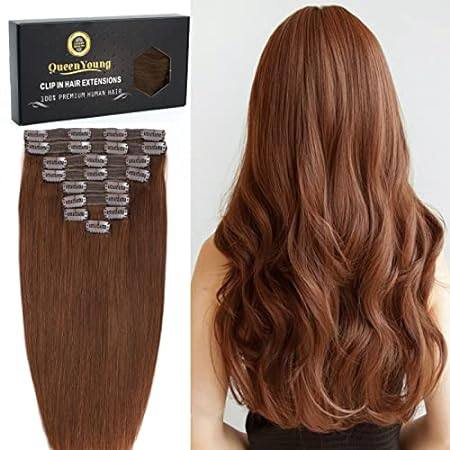 Clip in Hair Extensions Real Human Hair 9pcs 130g Chocola