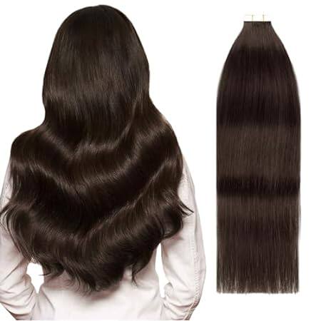 Dark Brown Tape Hair Extensions Natural Soft Real Human H