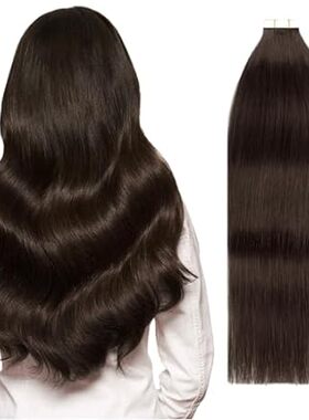 Dark Brown Tape Hair Extensions Natural Soft Real Human H