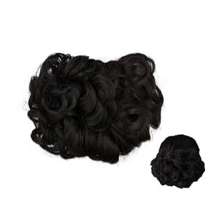 Black Messy Curly Dish Hair Bun， Retro Messy Big Hair Bun