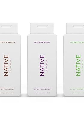 Native Body Wash Contains Naturally Derived Ingredients |
