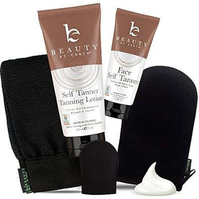 Tanning Lotion Self Tanner Kit - USA Made with Organic &a