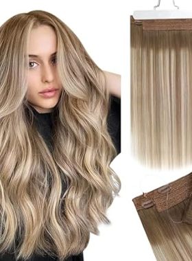 Ugeat Invisible Wire Hair Extensions Real Human Hair Bala