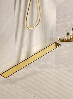 Neodrain 18-Inch Gold Linear Shower Drain， 2-in-1 Flat &a