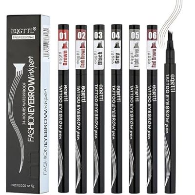 6 Pcs Microblading Eyebrow Pen， Eyebrow Pencil with a Mic