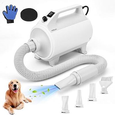 Dog Hair Dryer， 4.3hp Stepless Adjustable Speed High Velo