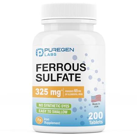 Puregen Labs Ferrous Sulfate 325 mg (65 mg Elemental Iron