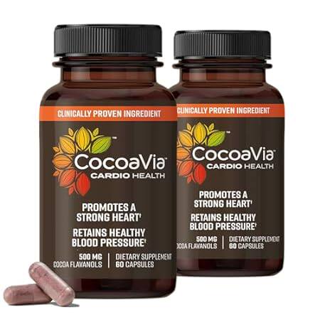 CocoaVia Cardio Health Supplement， 60 Day， 500mg Cocoa Fl