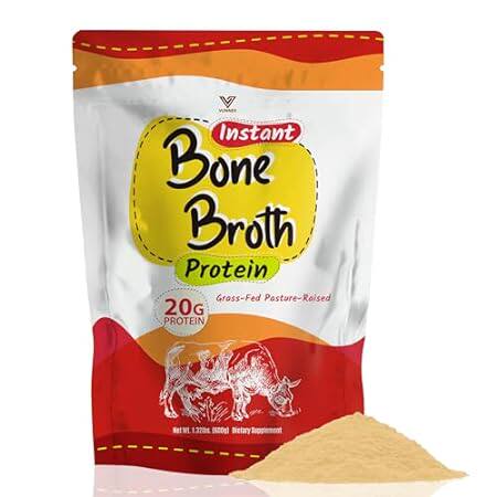 VUNNEX 1.32lb Bone Broth Protein Powder， 20g Protein， Gra