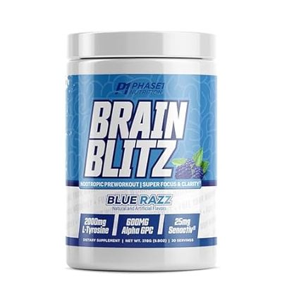 Phase 1 Nutrition Brain Blitz， Blue Razz - Nootropic Prew