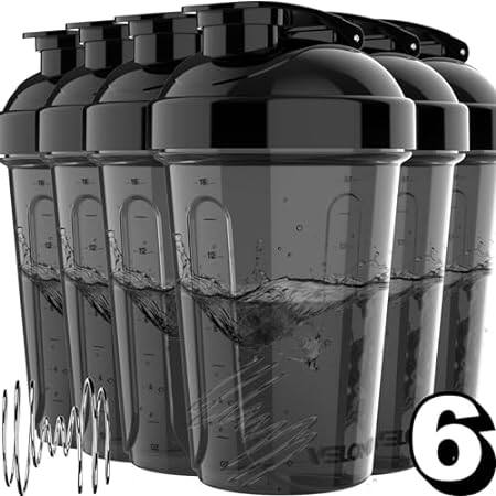 VELOMIX -6 PACK- Protein Shaker Bottles for Protein Mixes