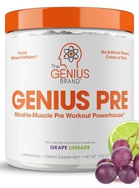 Genius Pre Workout Powder， Grape Limeade - All-Natural No
