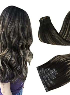 DOORES Hair Extensions Seamless Clip ins， Balayage Natura