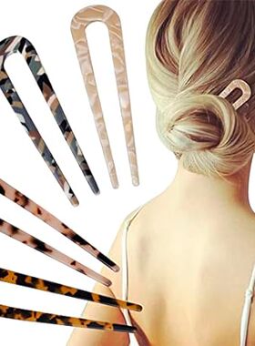 FRDTLUTHW 4.3Inch U Shaped Hair Fork Acetate Tortoiseshel