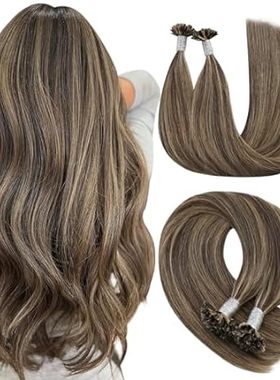 YoungSee U Tip Hair Extensions Human Hair Brown with Blon