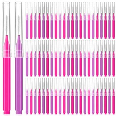 100 Pieces Micro Eyebrow Brush with Cap Brow Lamination B