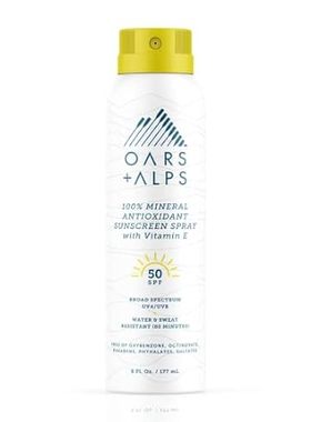 Oars + Alps Mineral SPF 50 Sunscreen Spray， Infused with