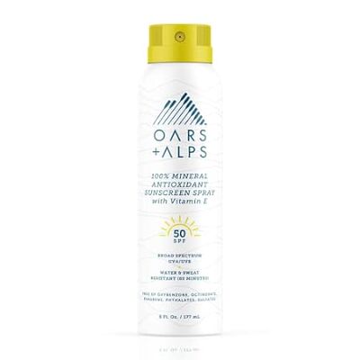 Oars + Alps Mineral SPF 50 Sunscreen Spray， Infused with