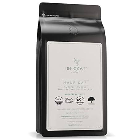 Lifeboost Coffee Half Caff Whole Bean Coffee - Low Acid S